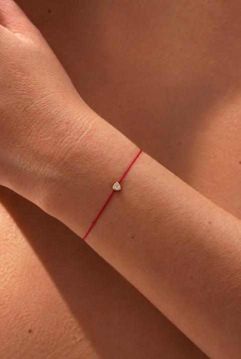 Bracelet Fil Femme avec 0.05ct Diamant Rond en Or Jaune Serti Griffe - Redline - 0++