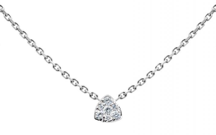 Collier chaîne avec diamant 0.05 ct en serti griffe or blanc - Redline