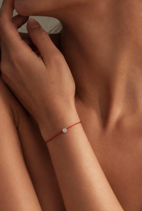 Bracelet fil avec diamant 0.05 carat en serti griffe or blanc - Redline - 0++
