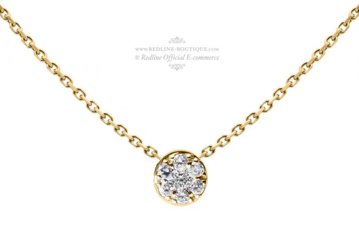 Collier chaîne avec diamant 0.05 carat en serti griffe or jaune - Redline