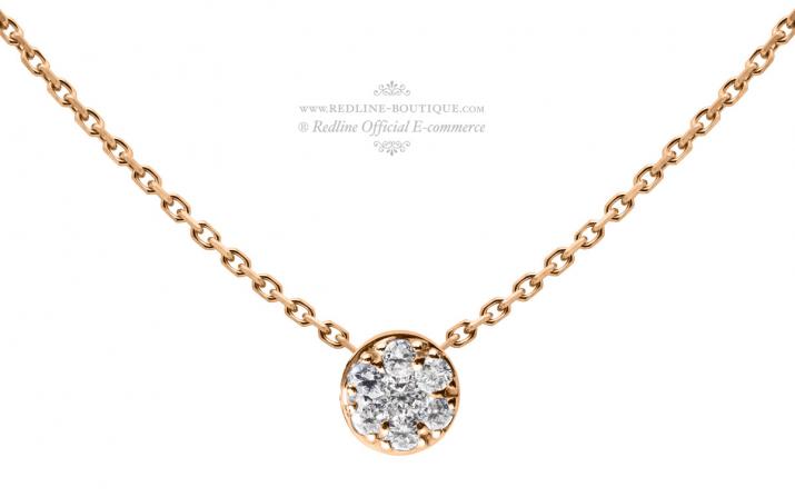 Collier chaîne avec diamant 0.05 carat en serti griffe or rose - Redline