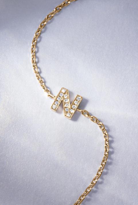 Bracelet Chaîne Alphabet Diamant Pavé Or Jaune - Redline - 0++