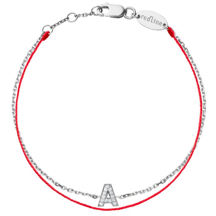 Bracelet Fil-Chaîne Alphabet Diamant Pavé Or Blanc - Redline - 0++