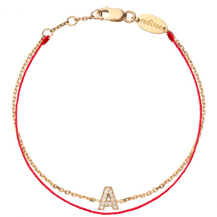 Bracelet Fil-Chaîne Alphabet Diamant Pavé Or Jaune - Redline - 0++