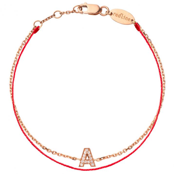 Bracelet Fil-Chaîne Alphabet Diamant Pavé Or Rose - Redline - 0++