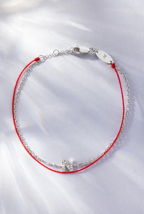 Bracelet Fil-Chaîne Alphabet Diamant Pavé Or Blanc - Redline - 0++