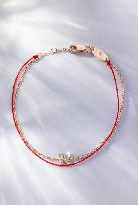 Bracelet Fil-Chaîne Alphabet Diamant Pavé Or Rose - Redline - 0++
