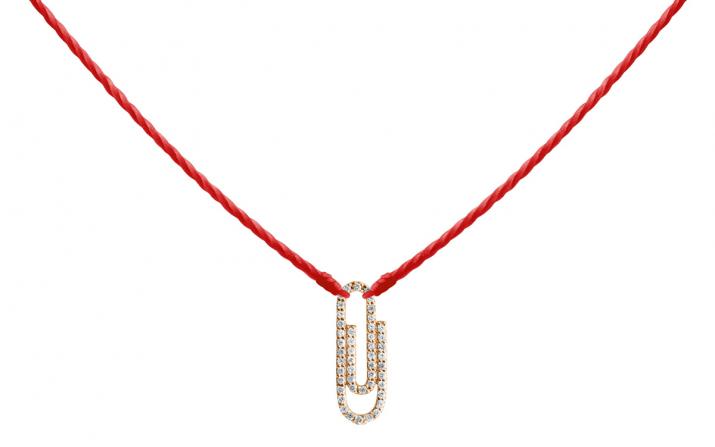 Collier fil trombone or rose pavé diamants - Redline - 0++