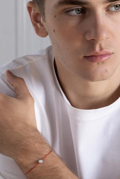 Bracelet homme fil dé or blanc pavé diamants - Redline - 0++