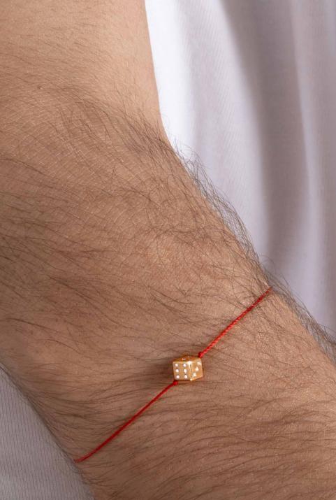 Bracelet homme fil dé or rose pavé diamants - Redline - 0++