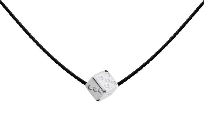 Collier homme fil dé or blanc pavé diamants - Redline