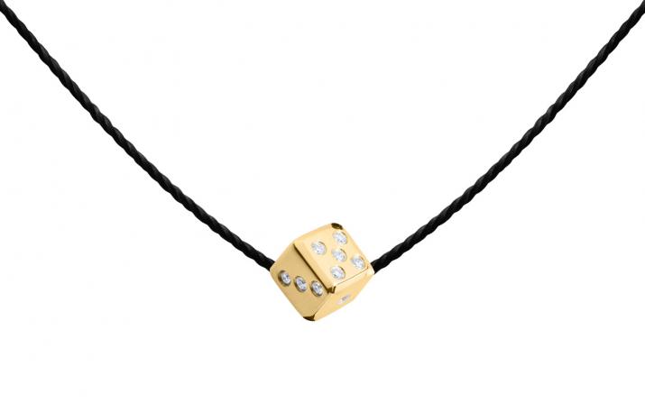 Collier homme fil dé or jaune pavé diamants - Redline