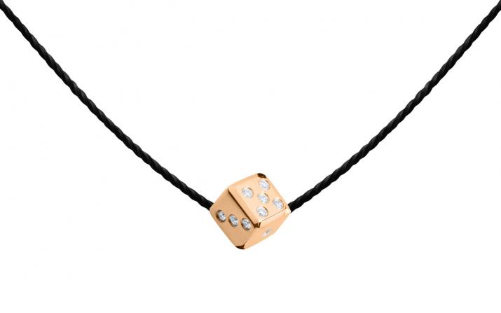 Collier homme fil dé or rose pavé diamants - Redline