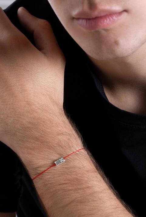 Bracelet homme fil domino or blanc pavé diamants - Redline - 0++