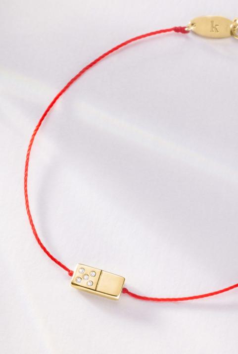 Bracelet homme fil domino or jaune pavé diamants - Redline - 0++