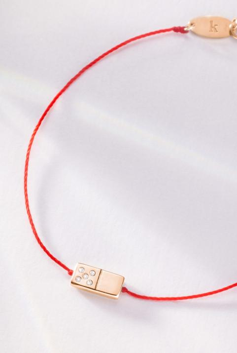 Bracelet homme fil domino or rose pavé diamants - Redline - 0++