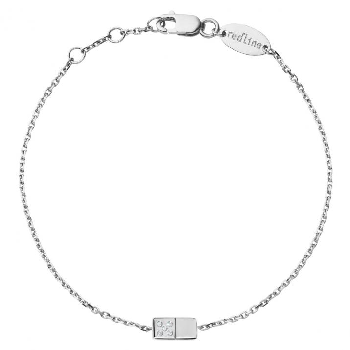 Bracelet homme chaîne domino or blanc pavé diamants - Redline