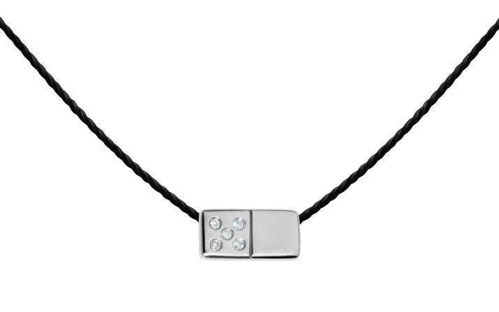Collier homme fil domino or blanc pavé diamants - Redline