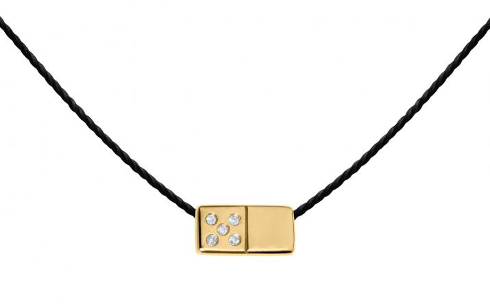 Collier homme fil domino or jaune pavé diamants - Redline