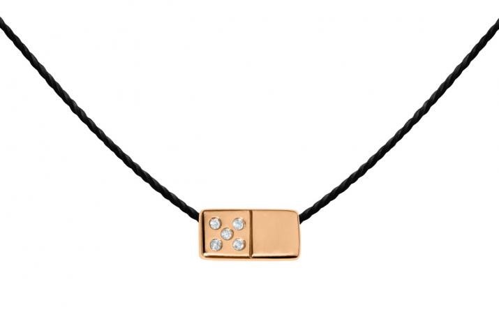 Collier homme fil domino or rose pavé diamants - Redline