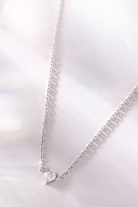 Collier chaîne avec diamant coeur 0.20 carat en serti griffe or blanc - Redline - 0++