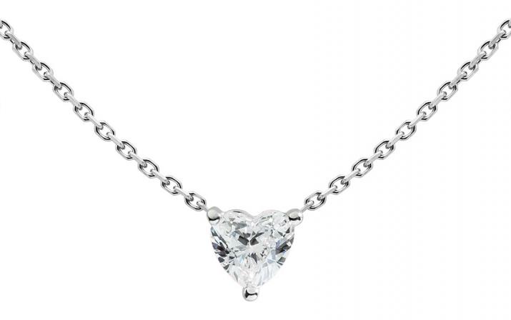Collier chaîne avec diamant coeur 0.20 carat en serti griffe or blanc - Redline - 0++