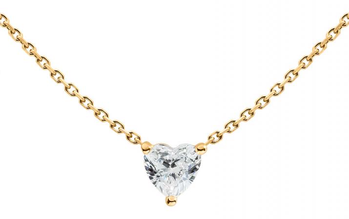 Collier chaîne avec diamant coeur 0.20 carat en serti griffe or jaune - Redline - 0++