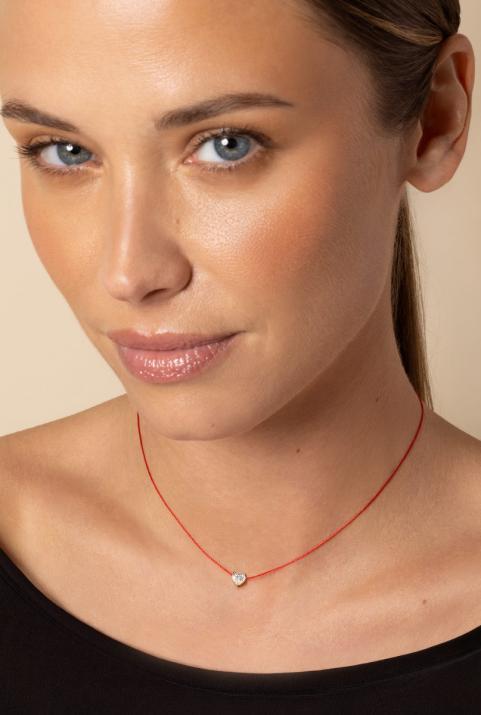 Collier fil avec diamant coeur 0.20 carat en serti griffe or jaune - Redline - 0++