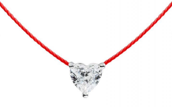 Collier fil avec diamant coeur 0.20 carat en serti griffe or blanc - Redline