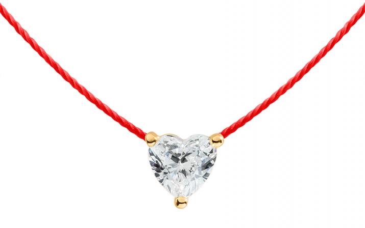 Collier fil avec diamant coeur 0.20 carat en serti griffe or jaune - Redline