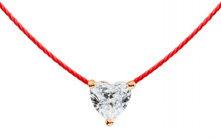 Collier fil avec diamant coeur 0.20 carat en serti griffe or rose - Redline