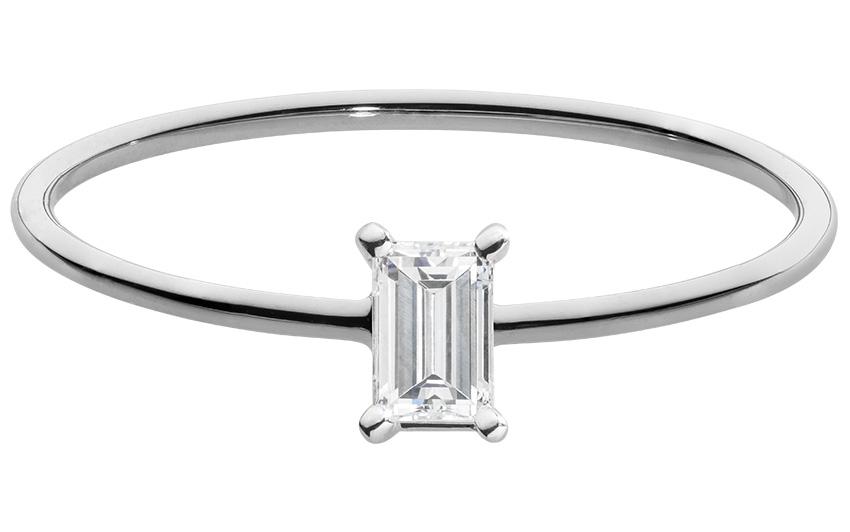 Redline Bijoux Comtesse Bague avec 0.10ct Diamant Princessee en Or Blanc Serti Griffe Redline
