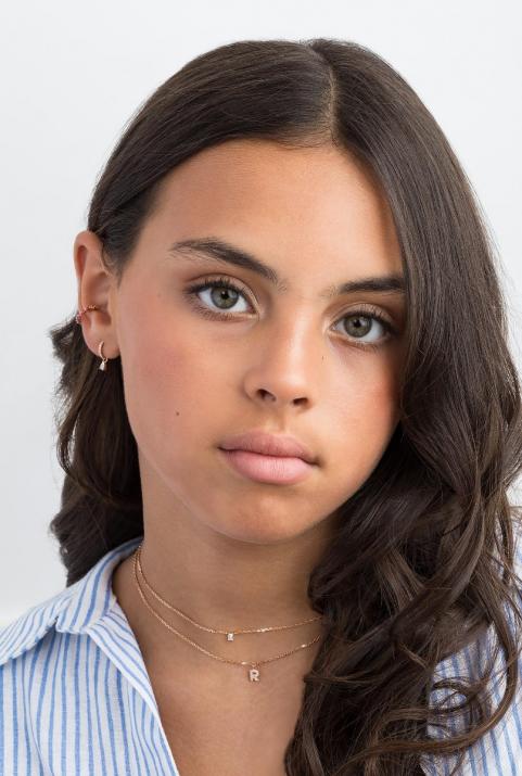 Collier chaîne avec diamant baguette 0.10 carat en serti griffe or rose - Redline - 0++