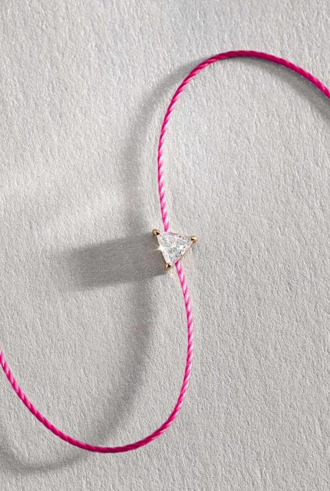 Bracelet fil avec diamant triangle 0.10 carat en serti griffe or rose - Redline - 0++