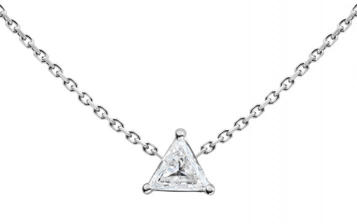 Collier chaîne avec diamant triangle 0.10 carat en serti griffe or blanc - Redline - 0++