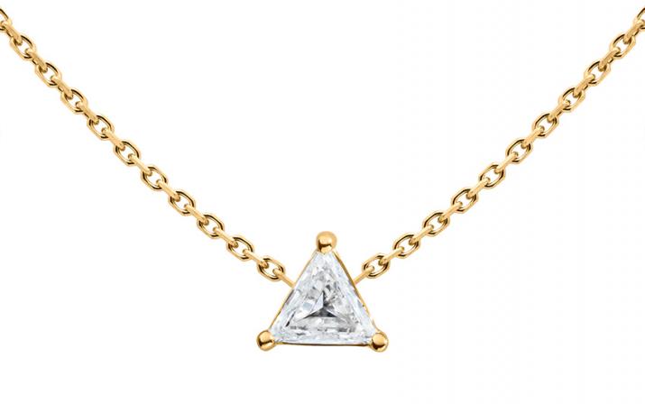 Collier chaîne avec diamant triangle 0.10 carat en serti griffe or jaune - Redline - 0++