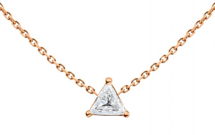 Collier chaîne avec diamant triangle 0.10 carat en serti griffe or rose - Redline - 0++