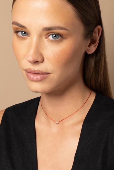 Collier fil avec diamant triangle 0.20 carat en serti griffe or rose - Redline - 0++