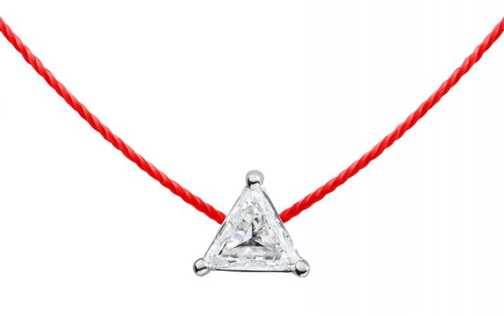 Collier fil avec diamant triangle 0.20 carat en serti griffe or blanc - Redline