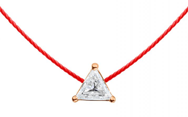 Collier fil avec diamant triangle 0.20 carat en serti griffe or rose - Redline