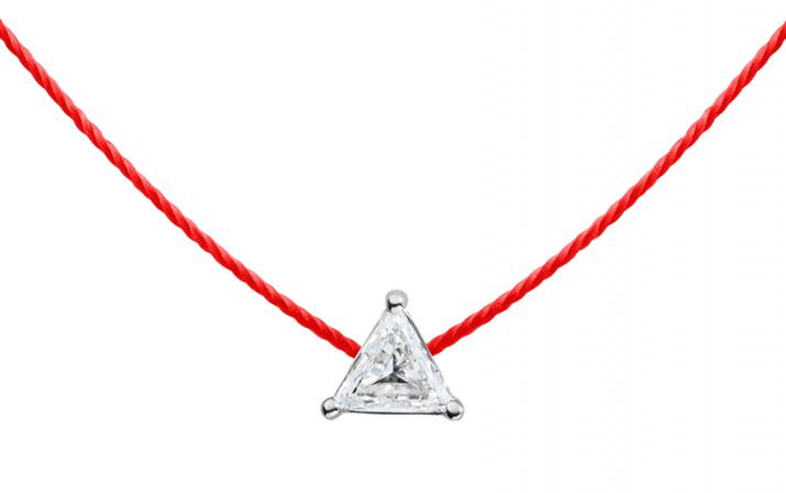 Collier fil avec diamant 0.1 carats en serti griffe or blanc - Redline - 0++