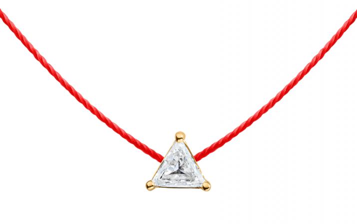 Collier fil avec diamant 0.1 carats en serti griffe or jaune - Redline - 0++