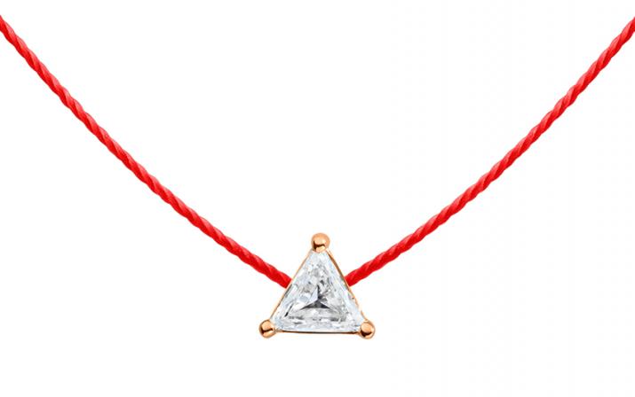 Collier fil avec diamant 0.1 carats en serti griffe or rose - Redline - 0++