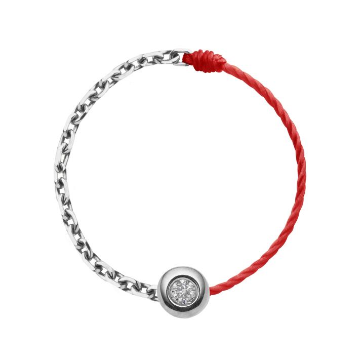 Bague fil et chaîne avec diamant 0.02 carat en serti clos or blanc - Redline - 0++