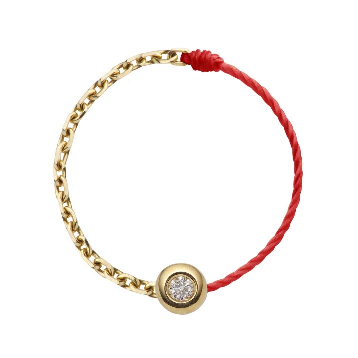 Bague fil et chaîne avec diamant 0.02 carat en serti clos or jaune - Redline - 0++