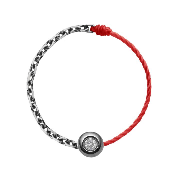 Bague fil et chaîne avec diamant 0.02 carat en serti clos or noir - Redline - 0++