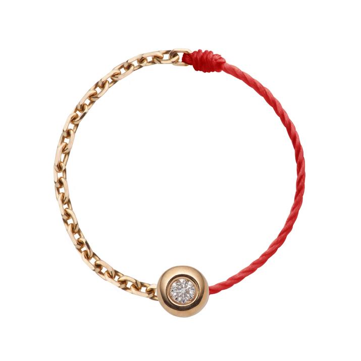 Bague fil et chaîne avec diamant 0.02 carat en serti clos or rose - Redline - 0++