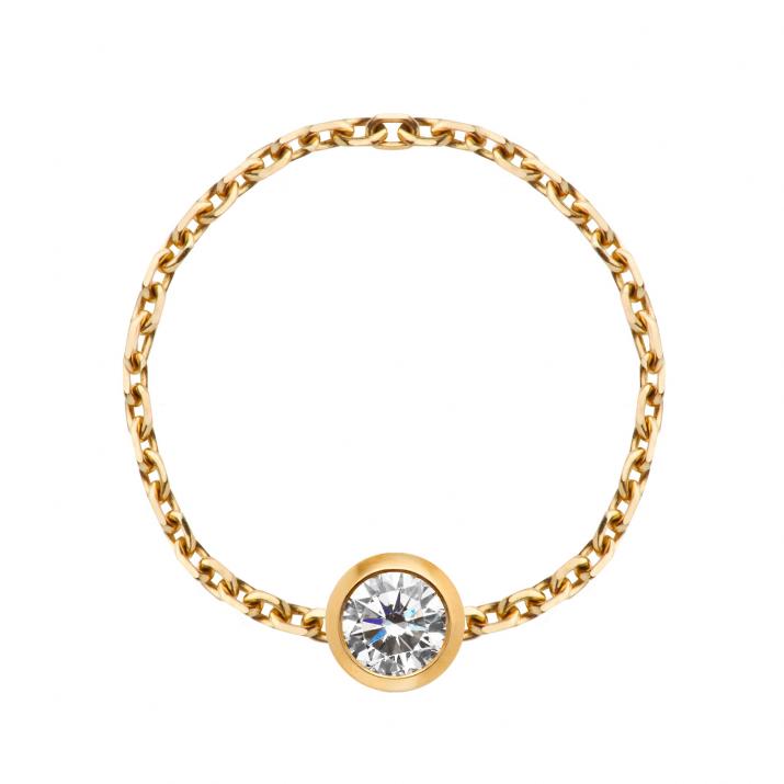 Bague chaîne avec diamant 0.10 carat en serti clos or jaune - Redline - 0++