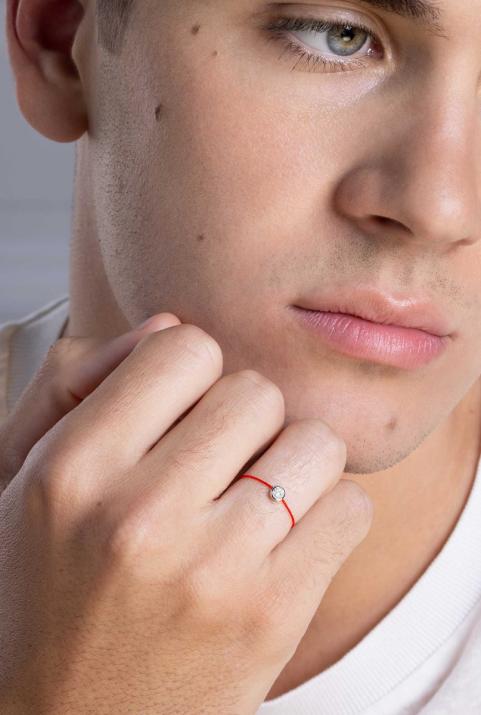 Bague fil avec diamant 0.10 carat en serti clos or blanc - Redline - 0++
