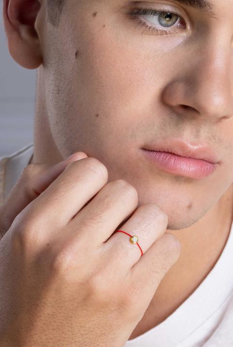 Bague fil avec diamant 0.10 carat en serti clos or jaune - Redline - 0++